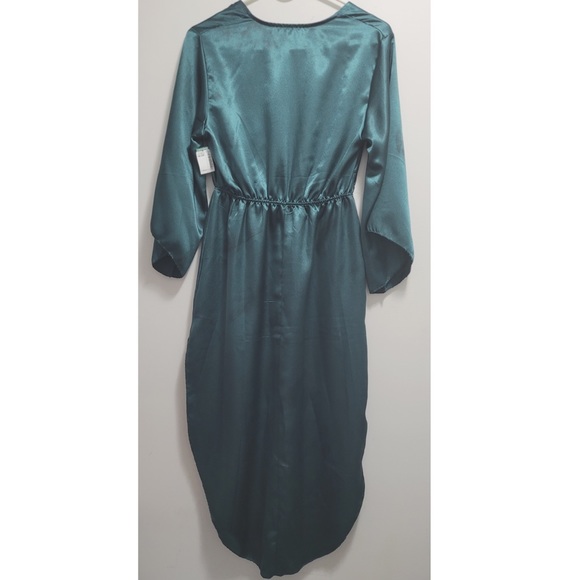 Twik Faux Satin Green Dress O/S - Picture 3 of 8